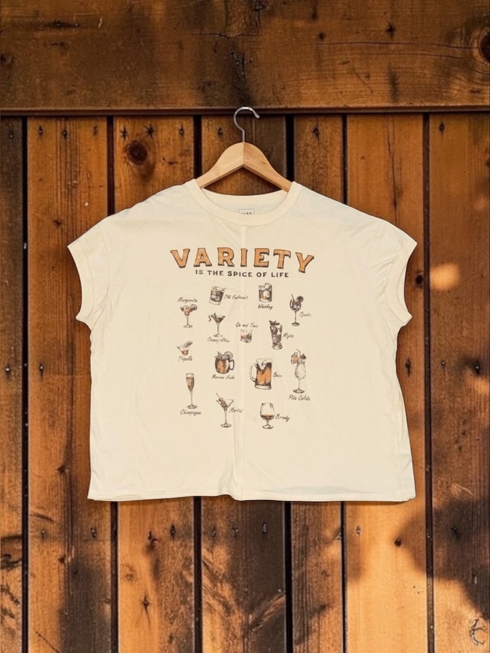 Cleo + Wolf Cream Spice of Life Graphic Short Sleeve Tee Size Large